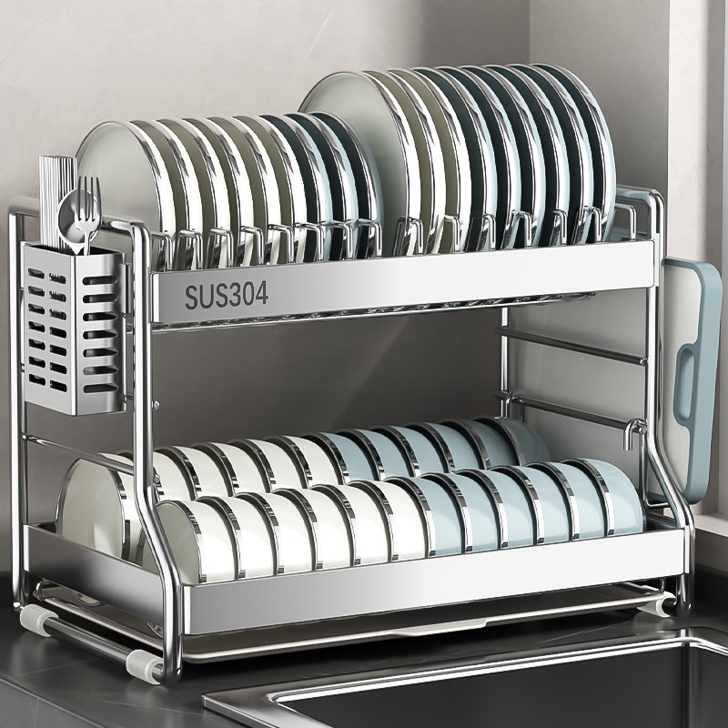 304不锈钢厨房置物架多功能碗碟收纳架碗盘沥水放碗架碗筷收纳盒