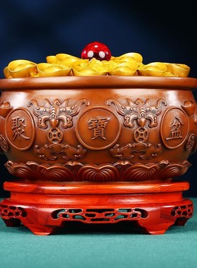 紫铜聚宝盆摆件家居装饰品客厅玄关办公桌乔迁新家开业乔迁礼品