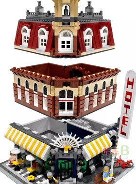 转角咖啡厅店10182成人高难度拼装中国积木玩具15002