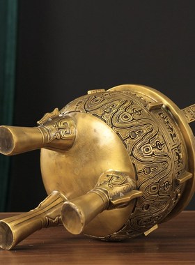 铜鼎摆件纯铜鼎盛千秋三足圆鼎家用办公室客厅招财开业礼品工艺品