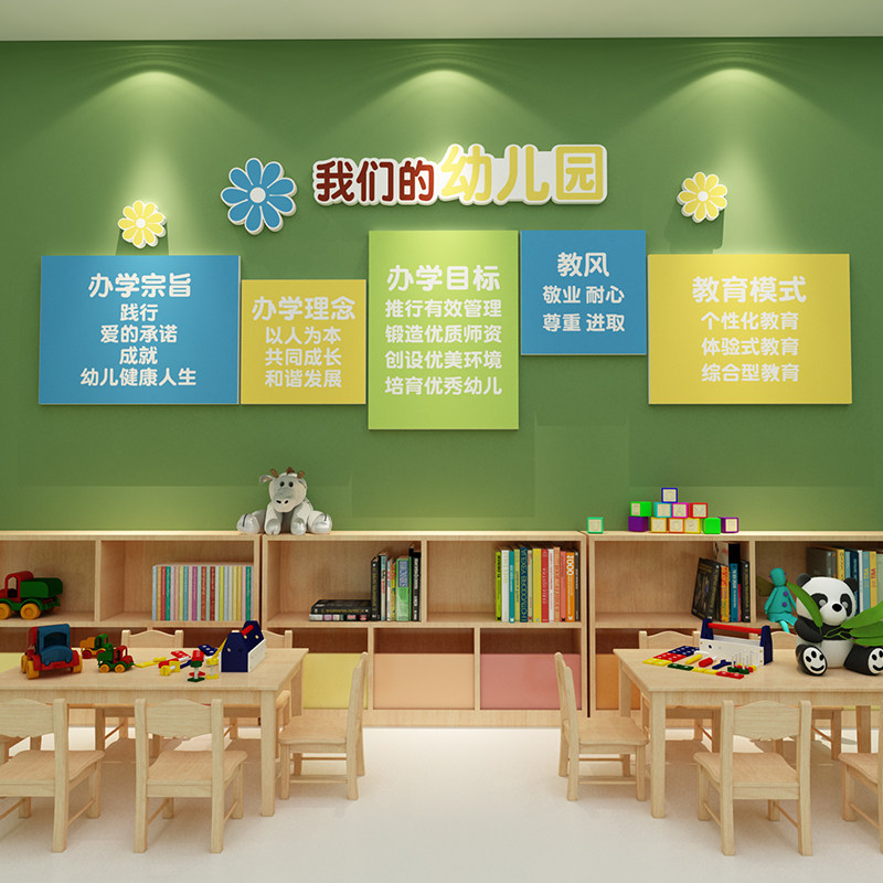 幼儿园环创主题文化墙办园理念墙面装饰托管班环境布置材料贴纸板,家居饰品,软装墙贴,淘宝优惠券,粉丝福利购,淘宝优惠卷