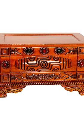 藏式糌粑盒子分格家用民族用品摆件实木食盘家居收纳盒方形储物箱