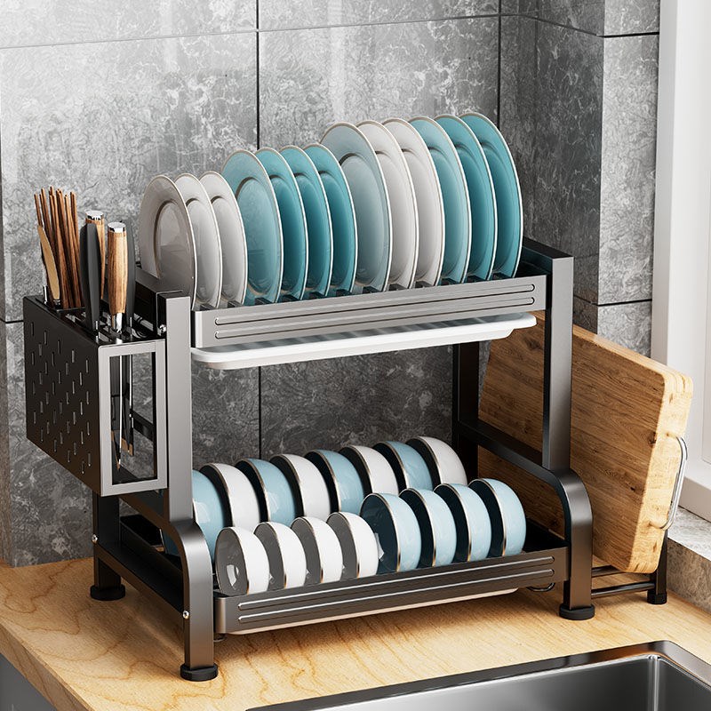 厨房置物架碗架碗碟碗盘收纳架沥水架家用不锈钢放碗筷收纳盒碗柜