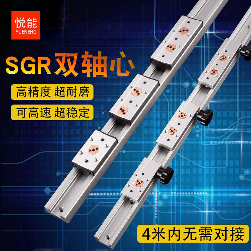 新款内置双轴心直线导轨SGR10 15N 20 25 35滚轮锁紧滑块光轴滑道