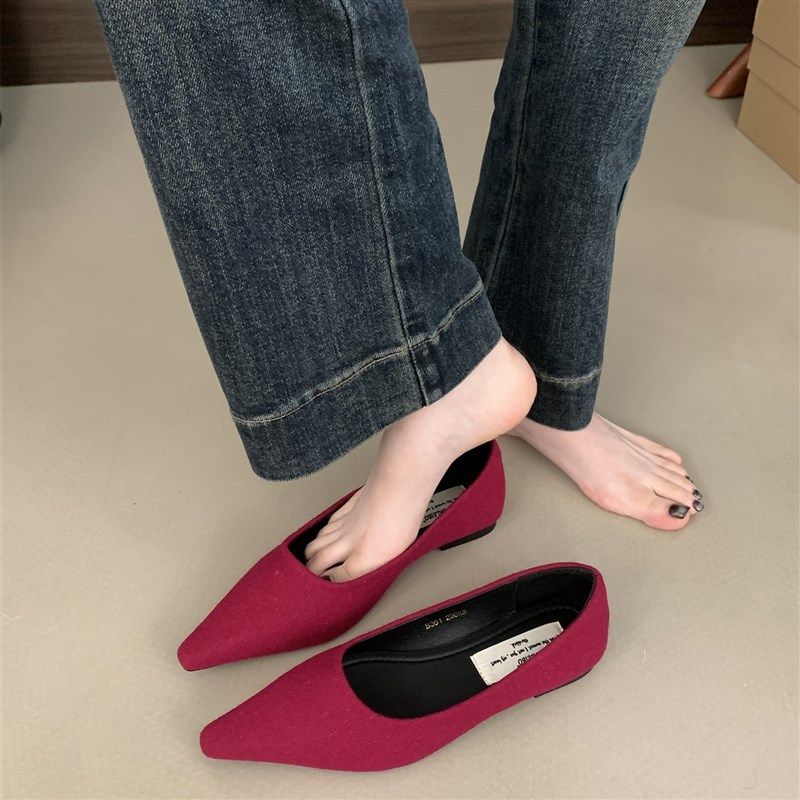 尖头平底鞋女2025春季低跟单鞋软底不累脚面试上班黑色工作鞋,女鞋,浅口单鞋,淘宝优惠券,粉丝福利购,淘宝优惠卷