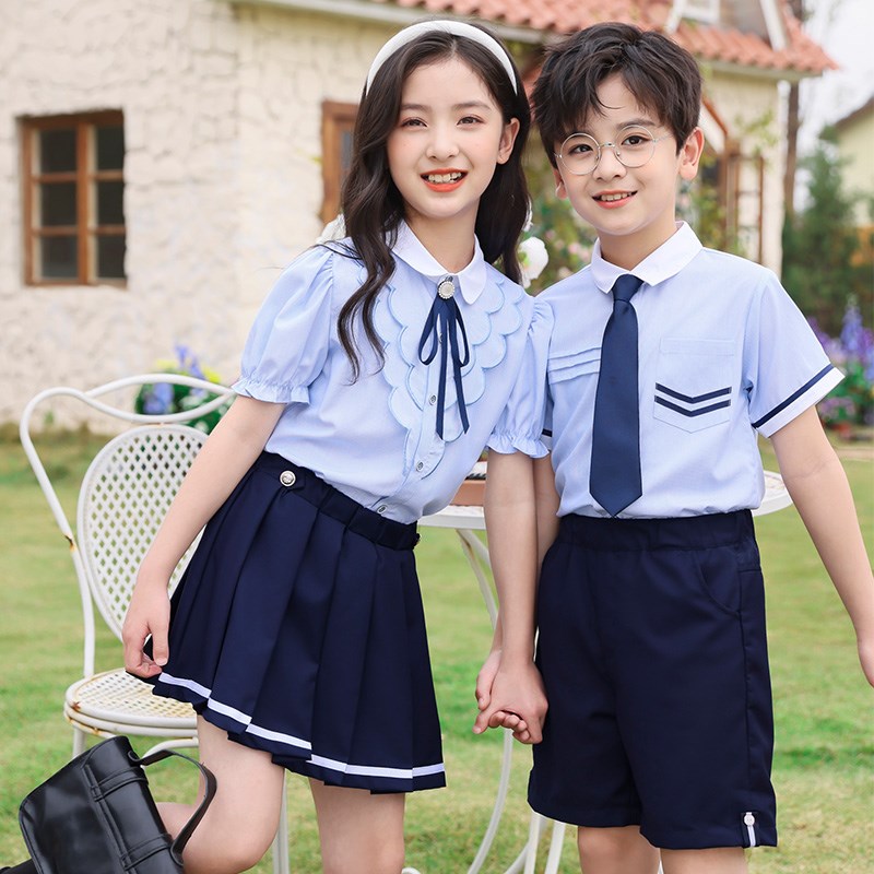 幼儿园园服夏装英伦学院风儿童班服毕业照服装夏季小学生校服套装