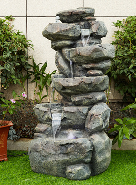 欧式仿石假山流水生财喷泉摆件户外阳台花园庭院循环水池落地景观