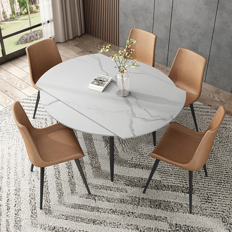 意式极简岩板餐桌椅套装现代简约家用吃饭桌子小户型旋转可变圆桌,住宅家具,岩板餐桌,淘宝优惠券,粉丝福利购,淘宝优惠卷