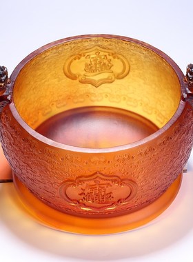 琉璃聚宝盆摆件家居客厅元宝满盆聚财乔迁店铺开业礼品