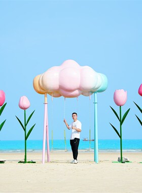 秋千云朵雕塑网红引流打卡户外装饰商场文旅风景区美陈拍照布置摆