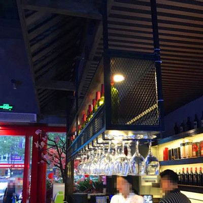 吧台吊架倒挂酒杯架酒吧餐厅前台吊柜悬挂酒柜酒架置物架装饰吊顶