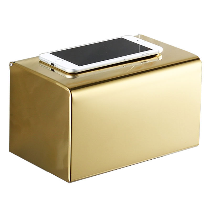 卫生间纸巾盒加厚厕所304不锈钢 金色纸巾架抽纸盒厕纸盒卫生纸盒