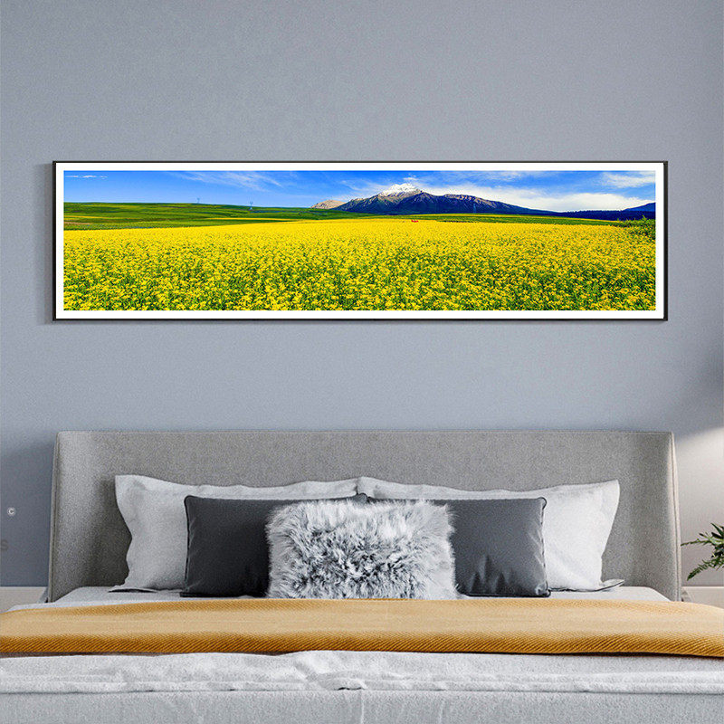 现代简约油d菜花横幅房间沙发背景墙装饰画卧室床头挂画餐厅风景