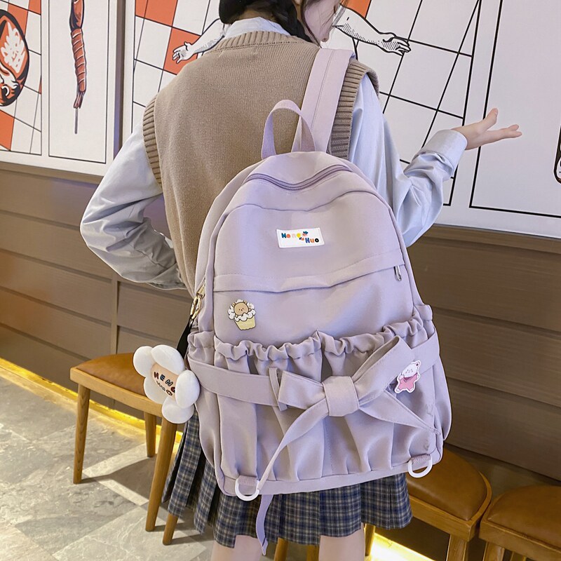 双肩包女大学生新款n中学生校园大容量背包三到六V年级小学生书包