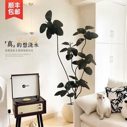 黑金刚橡皮树客厅大盆栽造型室内大型仿真绿植假花办公室阳台植物