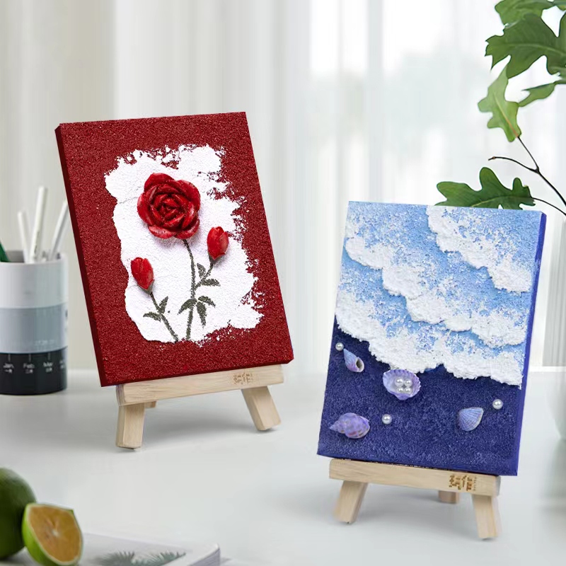 玩作diy石英砂肌理画丙烯手绘立体浮雕填充沙画装饰画六一儿童节图片