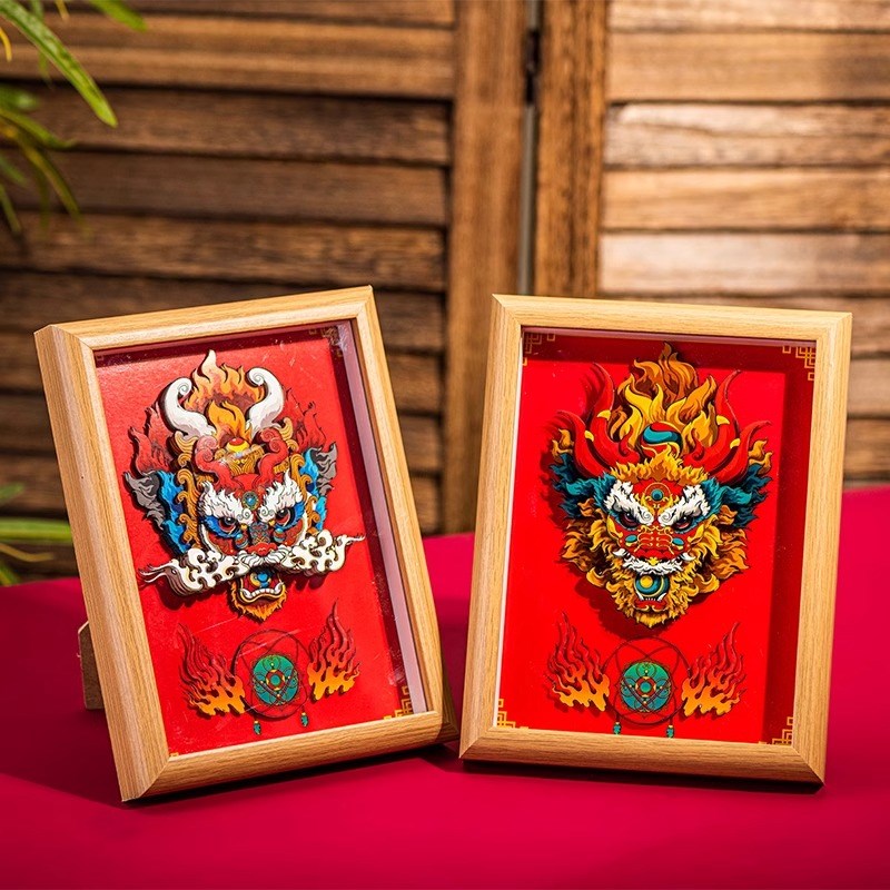 创意龙年立体相框摆台新年装饰摆件中式国潮貔貅财神入户玄关画框