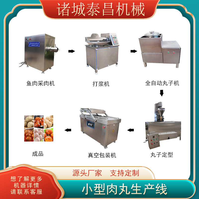 小型肉丸生产线速冻丸子加工设备 商用小型肉丸机 鱼丸蒸煮流水线