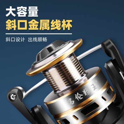 名伦狼王鱼轮纺车轮o全金属远投轮金属摇臂微物路亚轮渔轮海竿