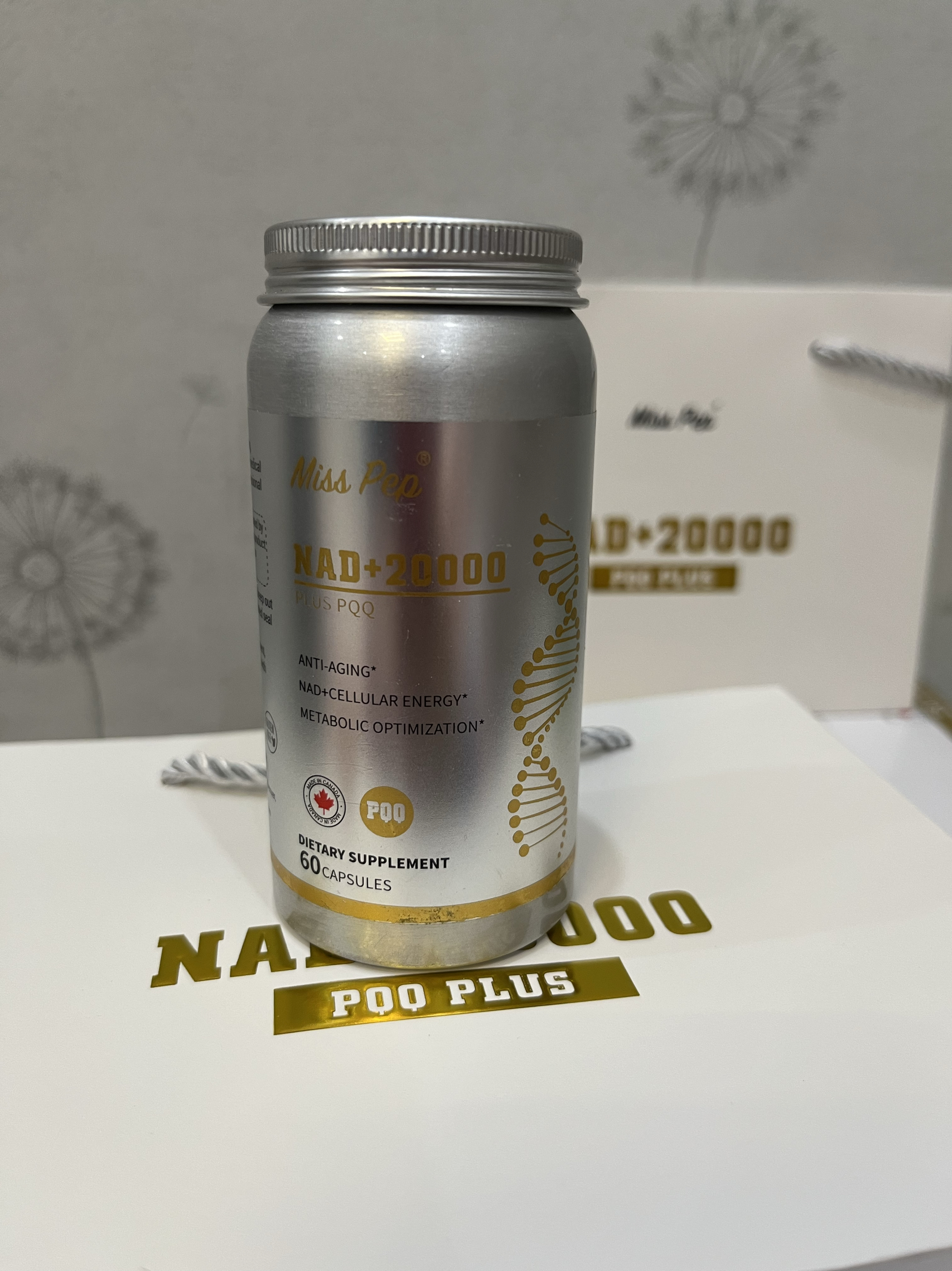 正品MissPep NAD+20000 PLUS PQQ胶囊加拿大原产抗衰防脱发营养女