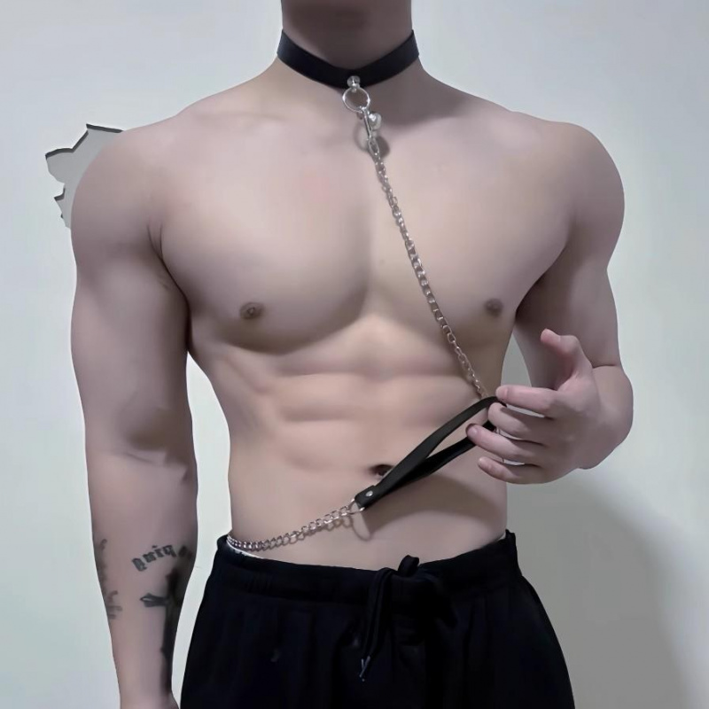 男生牵引链项圈男M体育生S性感皮