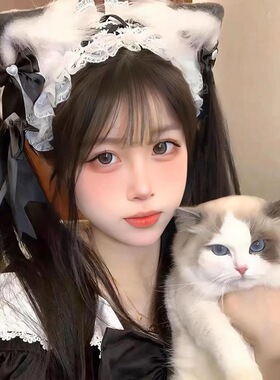 蓝色洛丽塔cos猫耳朵发箍lolita猫娘兽耳发带KC头饰发夹女仆发饰