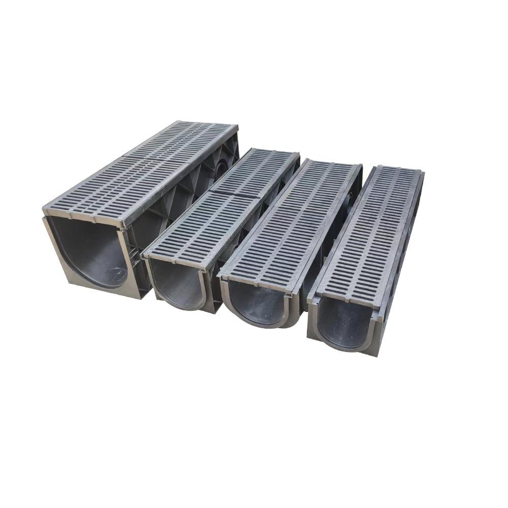 塑料成品排水沟u型槽不锈钢缝隙式HDPE厨房排水沟槽盖板地沟水槽