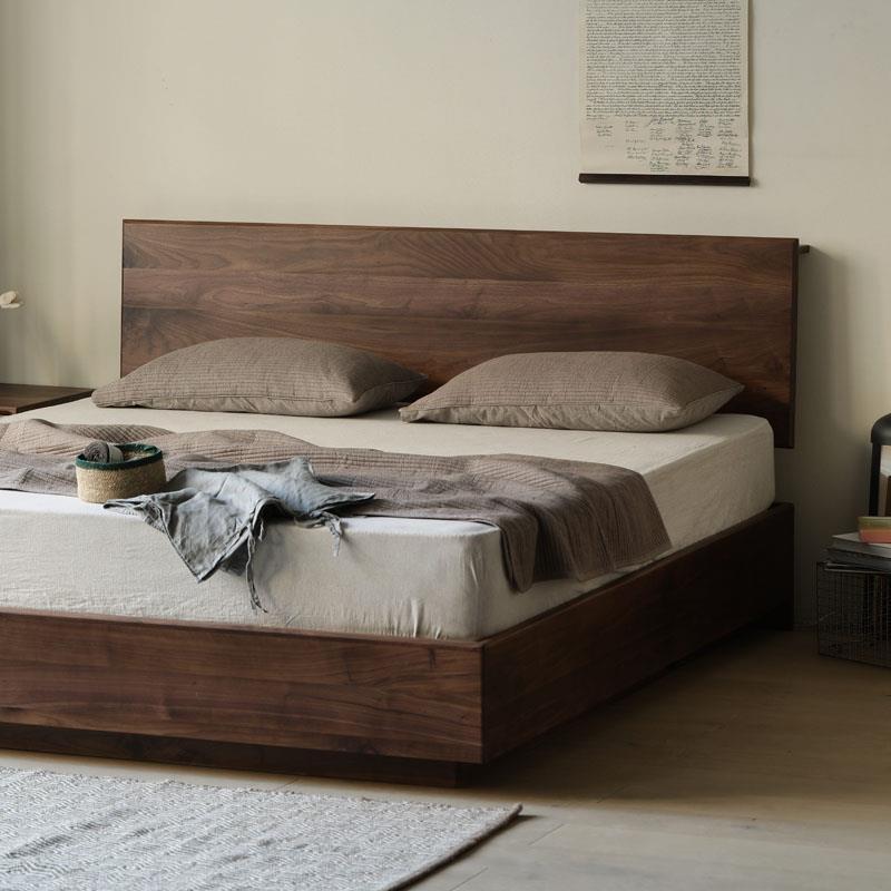 北欧黑胡桃橡木床 双人床纯实木气压收纳床日式榻榻米婚床高箱床