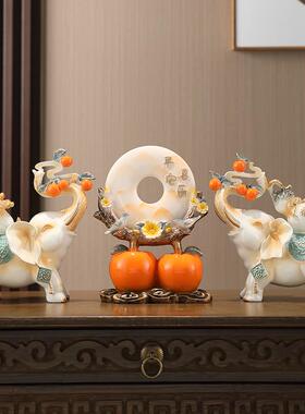 新中式复古客厅酒柜玄关电视柜招财大象一对象摆件家居装饰品摆设