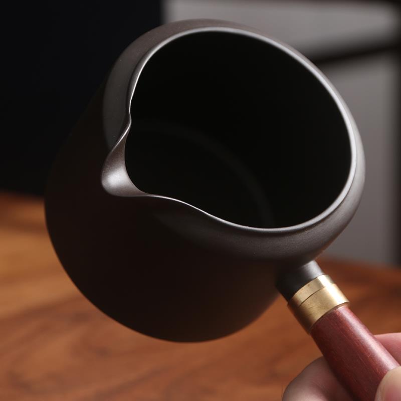 公道杯高档单个紫砂功夫茶具配件侧把防烫茶海陶瓷大号容量分茶器