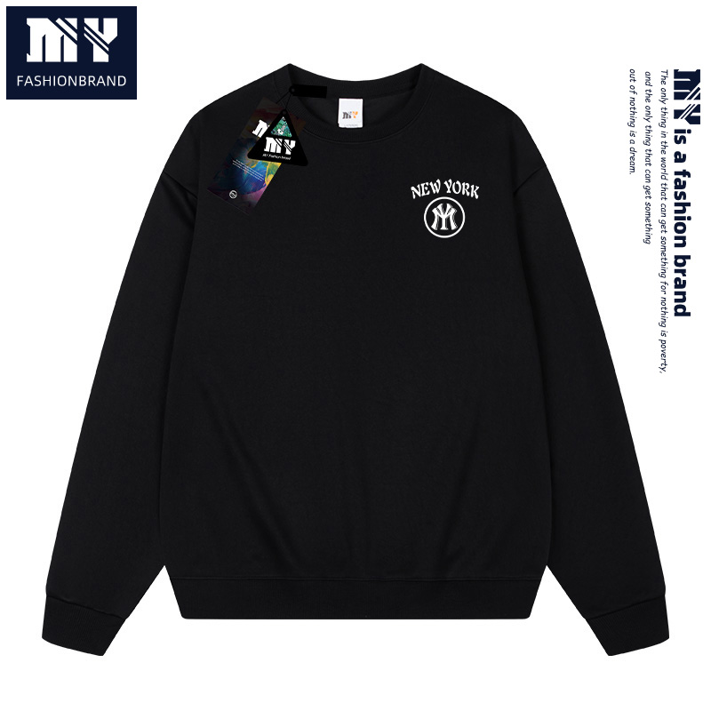 MY官方新款春秋季百搭简约纯色上衣字母印花宽松圆领卫衣