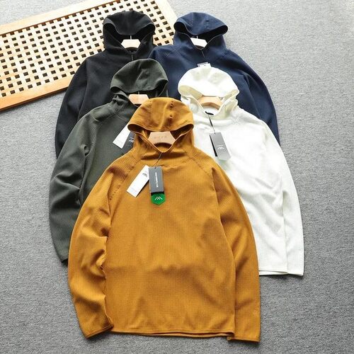 FZ轻奢服饰连帽轻质华夫格帽衫卫衣长袖休闲宽松套头 品质超好