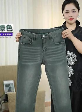 蓝盛轻奢c严选早秋X军绿男p简约纯色修身欧版休闲牛仔裤舒适透气