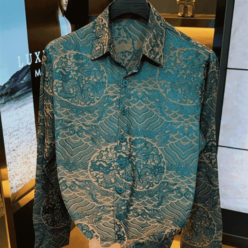 IT轻奢工作室国风2025秋B季专柜同款男士衬衫长袖时尚国风百搭黑