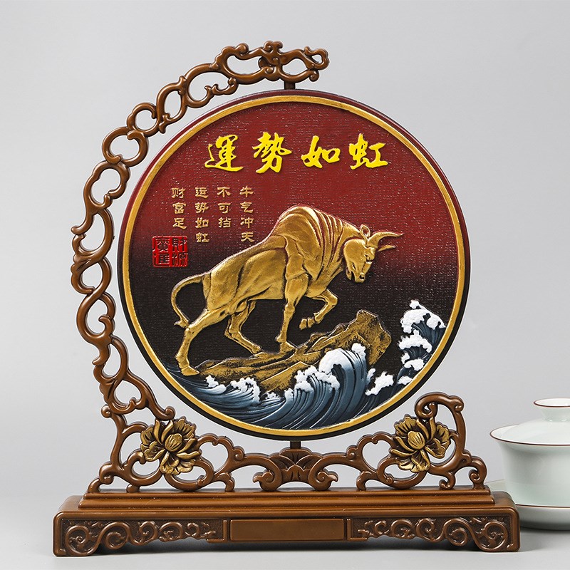 活性炭雕节日送礼商务会销礼品客厅装饰圆盘玄关摆件环保工艺礼物