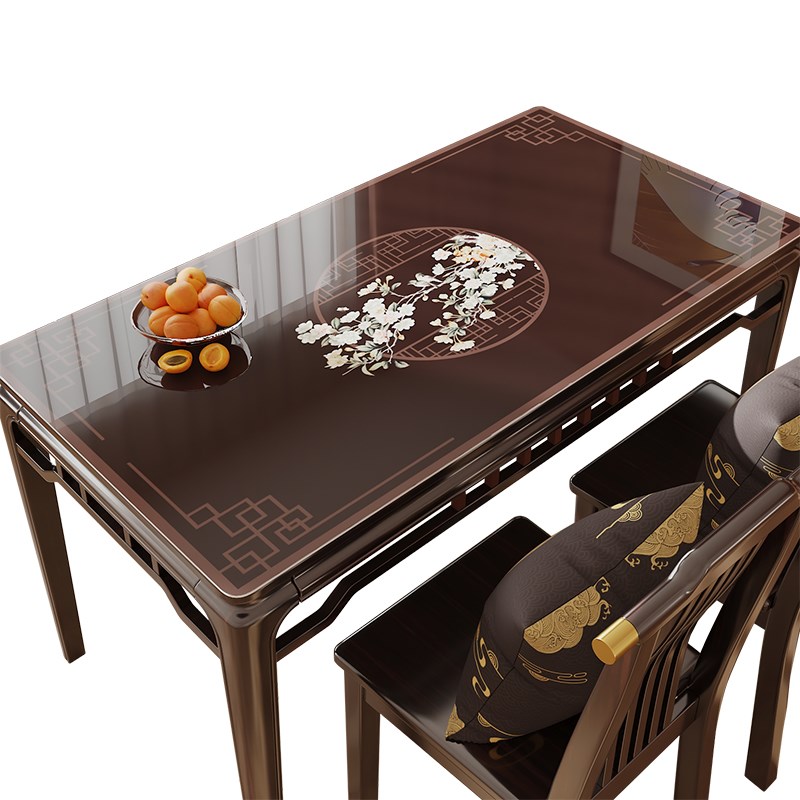 新款中式半透明镂空软玻璃餐桌垫防水防油防烫可定制桌面保护垫