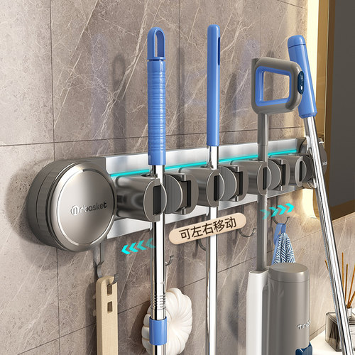 吸盘拖把壁d挂夹免打孔挂钩卫生间浴室置物固定卡扣放扫把收纳架