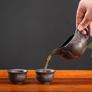 懒人功夫泡茶盖碗个性 紫砂半自动茶具套装 家用泡茶神器茶具配件