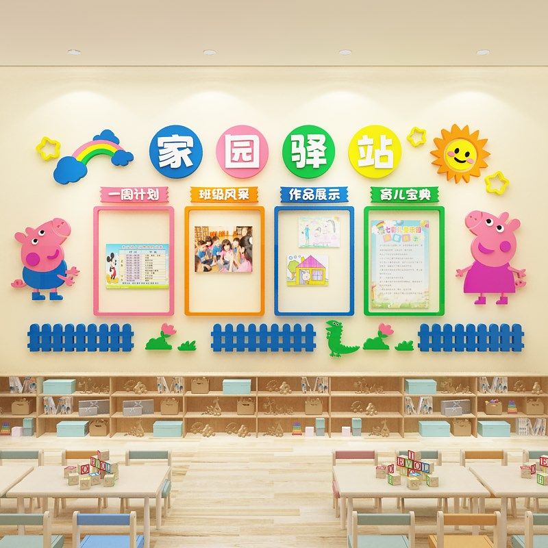家园联系共育栏幼儿园环创主题墙成品教室布置班级文.化墙面装饰