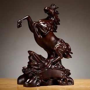 黑檀木马到成功雕刻摆件家居客厅办公室实木马装 饰工艺品开业送礼