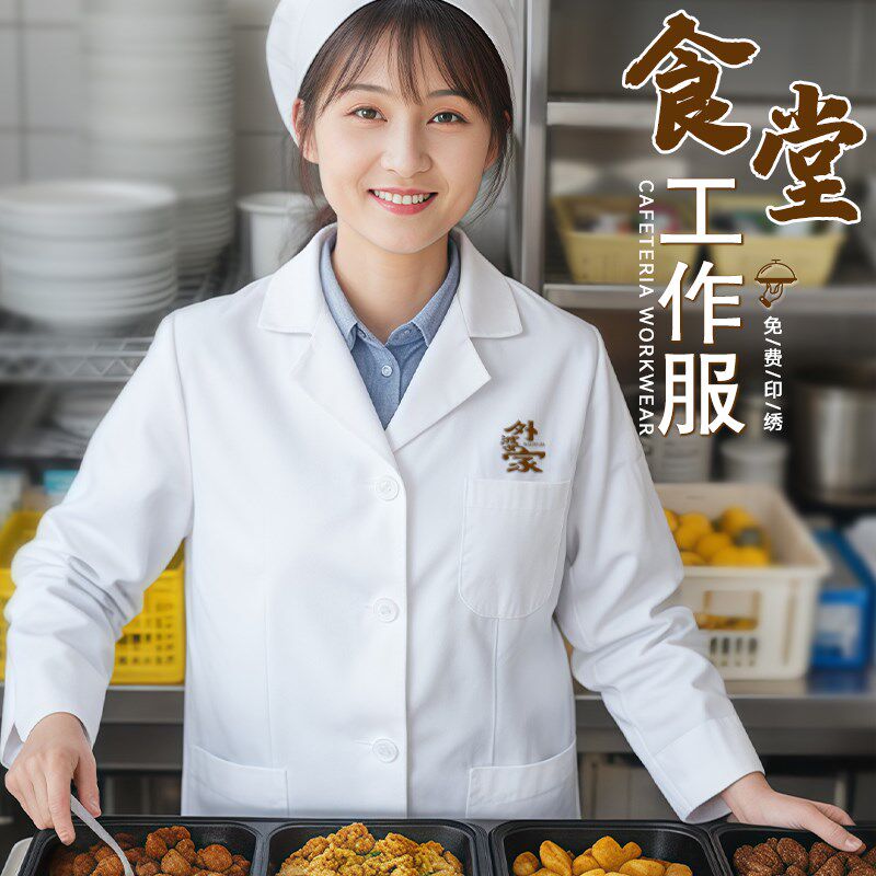 幼儿园食堂阿姨工作服学校厨房人员专用厨师服定制lSogo秋冬季长