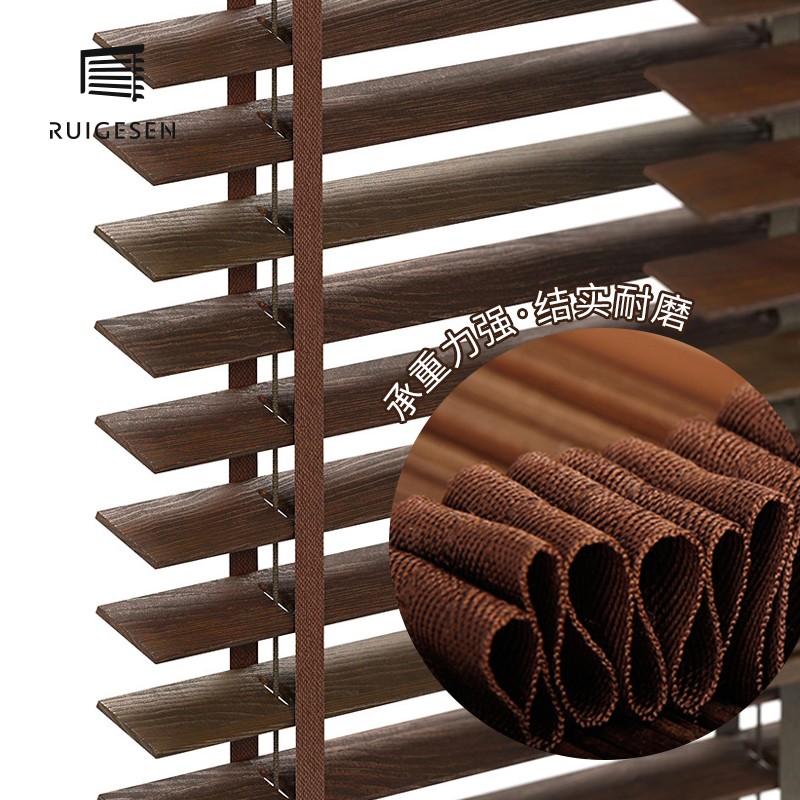 实木百叶窗帘百叶帘书房卧室客厅餐厅卫生间定制木质遮光卷帘电动