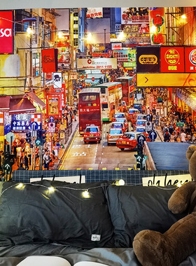 夜景背景布insk挂布卧室床头宿舍寝室墙上装饰画布网红背景墙挂毯