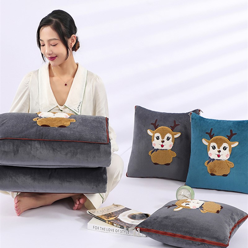 冬季加厚抱枕被子两用二合一超厚绒办公室午休被车载空调被汽车