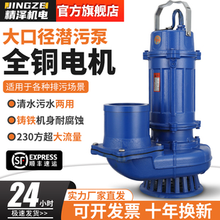 污水220V灌溉大流量抽水机 清污两用铁壳潜水泵6寸8寸大口径油浸式