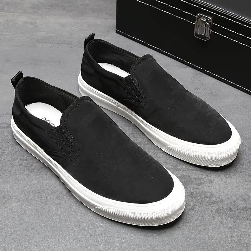 新款夏季男士帆布鞋男潮流一脚乐福鞋驾车低帮懒人鞋透气黑色板鞋,流行男鞋,布鞋,淘宝优惠券,粉丝福利购,淘宝优惠卷