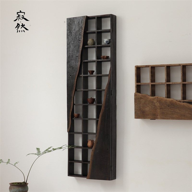 寂然 侘寂风博古架实木茶杯架茶室多宝阁壁挂式置物古董架子格架,住宅家具,多宝格/博古架,淘宝优惠券,粉丝福利购,淘宝优惠卷