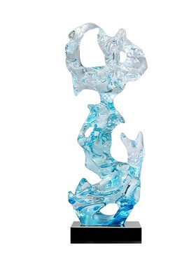 现代新中式太湖石摆件抽象艺术透明落地雕塑酒店大堂工艺品