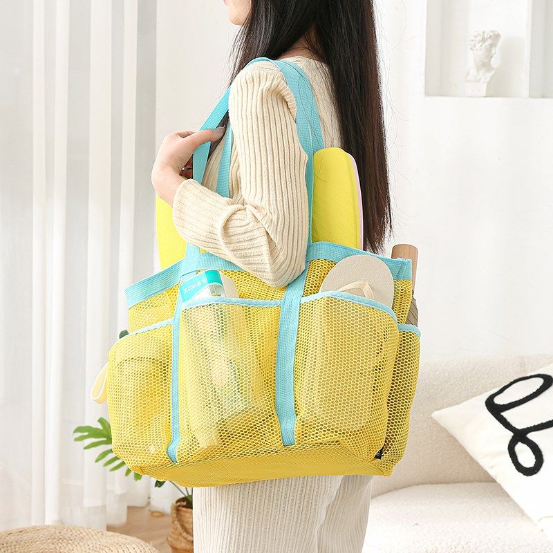 带拉链洗澡提篮浴室洗浴专用篮子洗漱网篮收纳筐挂篮游泳手提篮袋