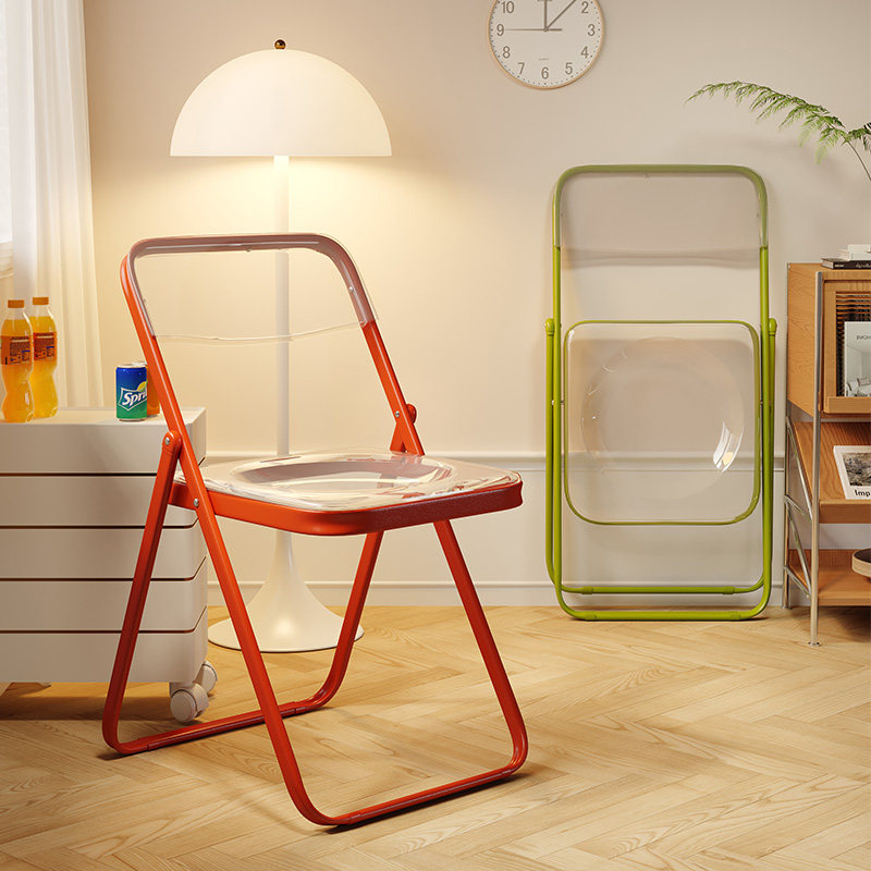 亚克力透明折叠椅子躺椅家用靠背宿舍椅现代简约餐椅Uins拍照椅子